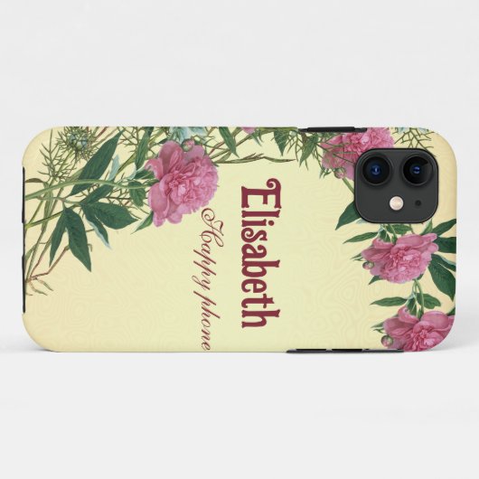 Aangepaste bloemen rustieke pioen thema gepersonal Case-Mate iPhone case (Achterkant (horizontaal))