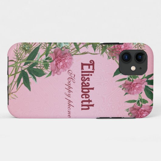 Aangepaste bloemen rustieke pioen thema gepersonal Case-Mate iPhone case (Achterkant (horizontaal))