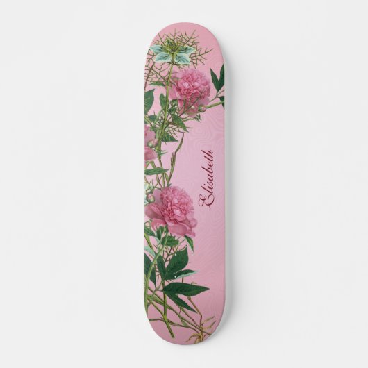 Aangepaste bloemen rustieke pioen thema gepersonal persoonlijk skateboard (Voorkant)