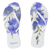 Aangepaste Bloemen Teenslippers met Blauwe Bloemen (Voetbed)
