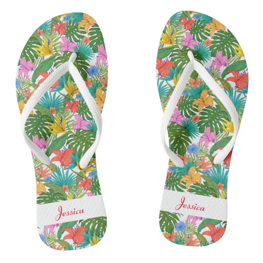 Aangepaste Bloemen Teenslippers met Hibiscus (Voetbed)