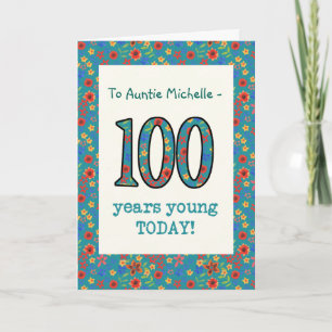 Aangepaste Bloemen Verjaardag Kaart 100 jaar Jong