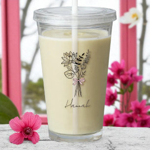 Aangepaste bloemen voor bruidsmeisje acryl drinkbeker