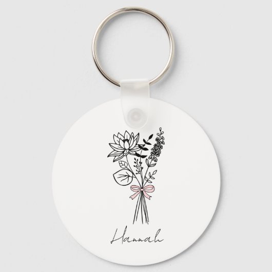 Aangepaste Bloemen Voor Bruidsmeisje Sleutelhanger (Voorkant)