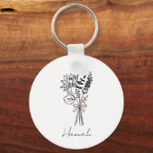 Aangepaste Bloemen Voor Bruidsmeisje Sleutelhanger (Voorkant)