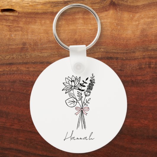 Aangepaste Bloemen Voor Bruidsmeisje Sleutelhanger (Voorkant)