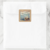 Aangepaste Bloemen Waterverf Happy Thanksgiving Vierkante Sticker (Tas)