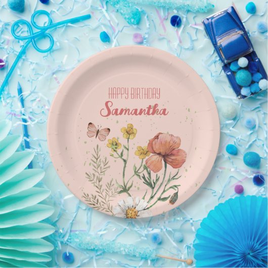 Aangepaste Bloemen Wildflower BIrthday Party Papieren Bordje (Feest)