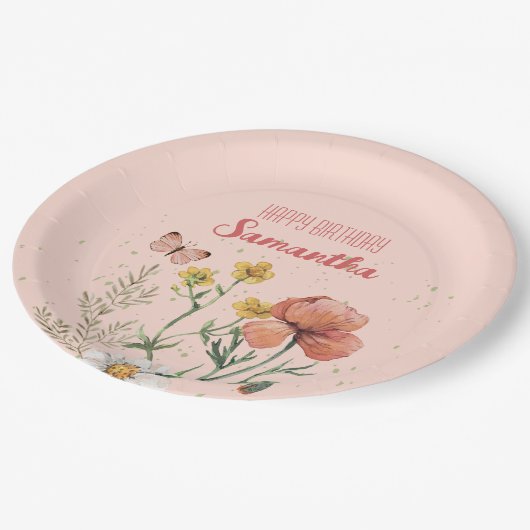 Aangepaste Bloemen Wildflower BIrthday Party Papieren Bordje (Gekanteld)