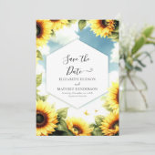 Aangepaste Bloemen Zonnebloem bruiloft Save The Date (Staand voorkant)