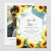 Aangepaste Bloemen Zonnebloem bruiloft Save The Date (Voorkant / Achterkant)
