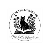 Aangepaste bloemenbibliotheekkattenboek  rubberstempel (Afrduk)