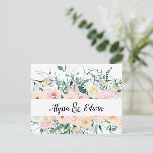 Aangepaste Bloemenbruid bruidegom namen Bewaar de  Briefkaart (Staand voorkant)