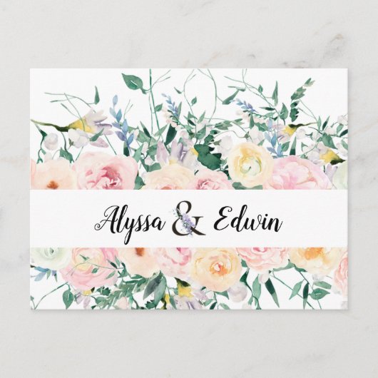 Aangepaste Bloemenbruid bruidegom namen Bewaar de  Briefkaart (Voorkant)