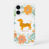 Aangepaste bloemendachshond | Gepersonaliseerde ho iPhone 16 Hoesje (Achterkant)