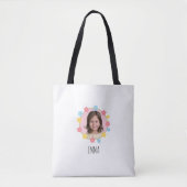 Aangepaste bloemenfoto met naam tote bag (Voorkant)