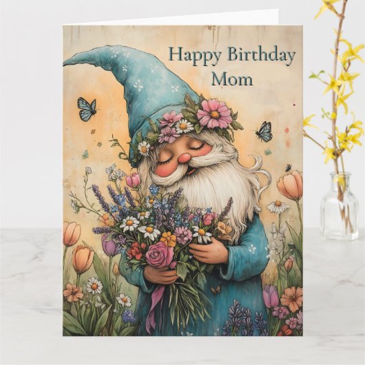 Aangepaste bloemengnome-illustratie kaart (Gele Bloem)