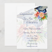 Aangepaste bloemengraduatiehoed kaart (Voorkant / Achterkant)