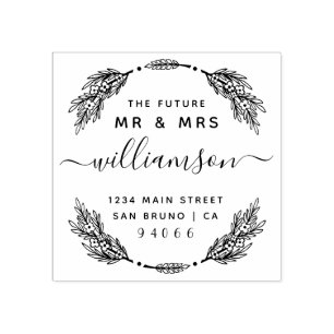 Aangepaste bloemenkrans Toekomst Mr & Mrs Retourad Rubberstempel