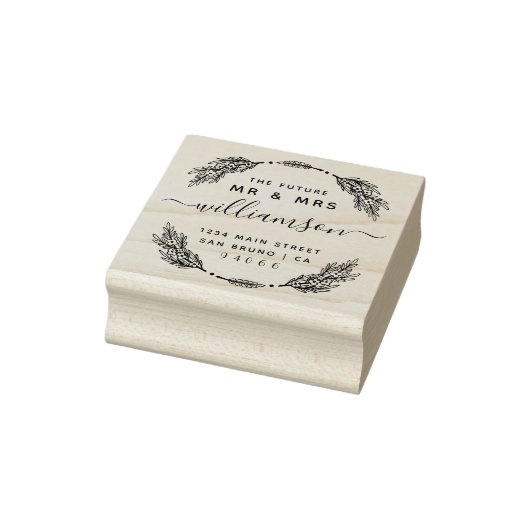 Aangepaste bloemenkrans Toekomst Mr & Mrs Retourad Rubberstempel (Stempel)