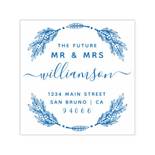 Aangepaste bloemenkrans Toekomst Mr & Mrs Retourad Zelfinktende Stempel