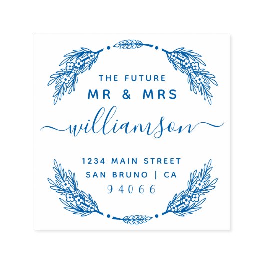 Aangepaste bloemenkrans Toekomst Mr & Mrs Retourad Zelfinktende Stempel (Design)