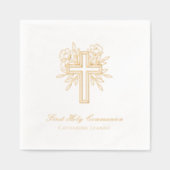 Aangepaste Bloemenkruis Eerste Heilige Communie Se Folie Servetten (Voorkant)