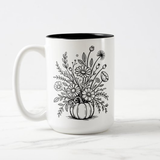 Aangepaste Bloemenpompoen Mok voor Herfst & Hallow (Links)