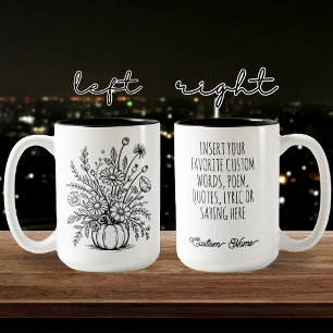 Aangepaste bloemenpompoenmok voor herfst en Hallow Tweekleurige Koffiemok