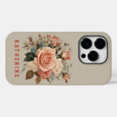 Aangepaste bloemenrozen telefoonhoesje voor vrouwe Case-Mate iPhone case (Achterkant (horizontaal))