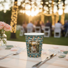 Aangepaste bloemenschets foto verlovingsfeest papieren bekers