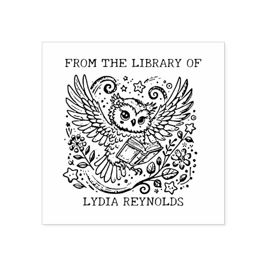 Aangepaste Bloemenuil Boekplaat Rubberstempel (Afrduk)