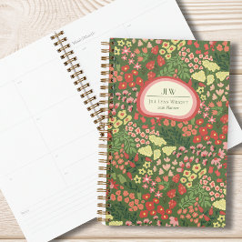 Aangepaste Bloemige Monogram Wekelijkse Maandelijk Planner