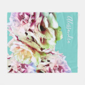 Aangepaste bloemige pastel blauw roze geel botanis fleece deken (Voorkant (Horizontaal))
