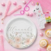 Aangepaste bloemige pastel Eerste Communie Papieren Bordje (Feest)