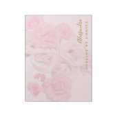 Aangepaste bloemige pastelroze gouden retro botani notitieblok (Linkerzijde)