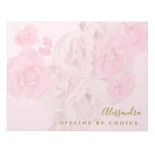Aangepaste bloemige pastelroze gouden retro botani notitieblok