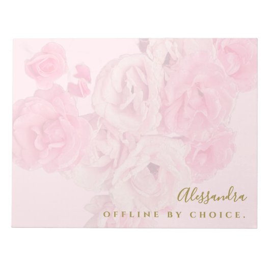 Aangepaste bloemige pastelroze gouden retro botani notitieblok (Voorkant)