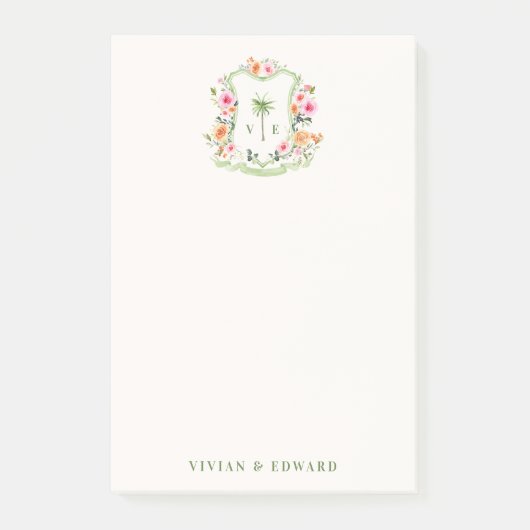 Aangepaste bloemige trouwtopteken 'Post-it' briefj Post-it® Notes (Voorkant)