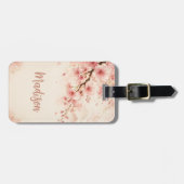 Aangepaste bloemige waterverf bloemen perzik roze bagagelabel (Voorkant horizontaal)
