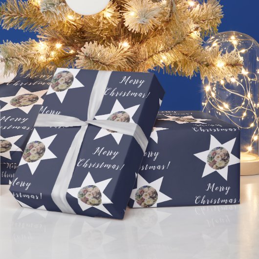 Aangepaste Bloemist Foto 'Vrolijk Kerstfeest' Viol Cadeaupapier (Feestdagen)