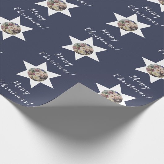 Aangepaste Bloemist Foto 'Vrolijk Kerstfeest' Viol Cadeaupapier (Hoek)