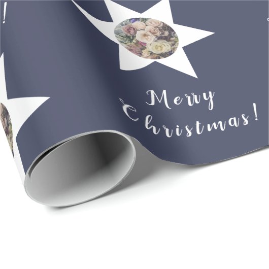 Aangepaste Bloemist Foto 'Vrolijk Kerstfeest' Viol Cadeaupapier (Rol Hoek)