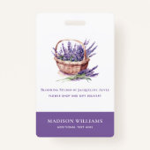 Aangepaste Bloemist Zakelijke Waterverf Lavendel Badge (Voorkant)