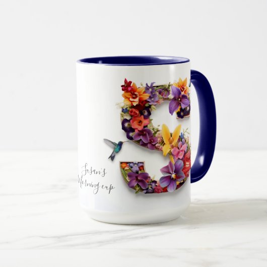 Aangepaste bloemletter S Mok (Voorkant rechts)