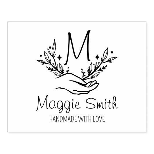 Aangepaste Bloemmonogram, Handgemaakt Groot Rubberstempel (Afrduk)