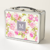Aangepaste bloemmotief Oude Rozen Monogram Lunchbo (Voorkant)