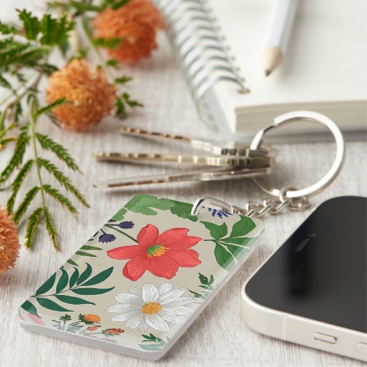 Aangepaste bloemontwerp sleutelhanger (Voorkant Rechts)