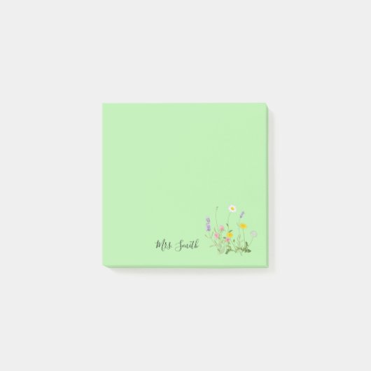 Aangepaste bloemrijke monogrammunt post-it® notes (Voorkant)
