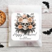 Aangepaste bloemschedel vierkante sticker